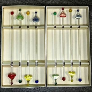 Vintage Glass Cocktail Stirrers (8 pieces)